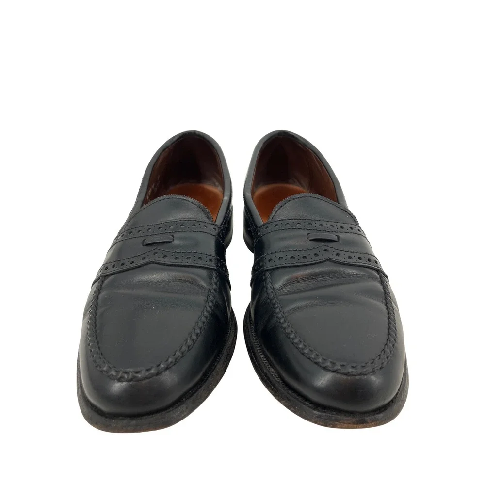 Allen Edmonds Penny Loafers Mens 7.5 B Black Excellent Brogue Wingtip 62910